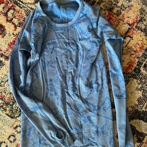 lululemon athletica Blue Patterned Long Sleeve Top